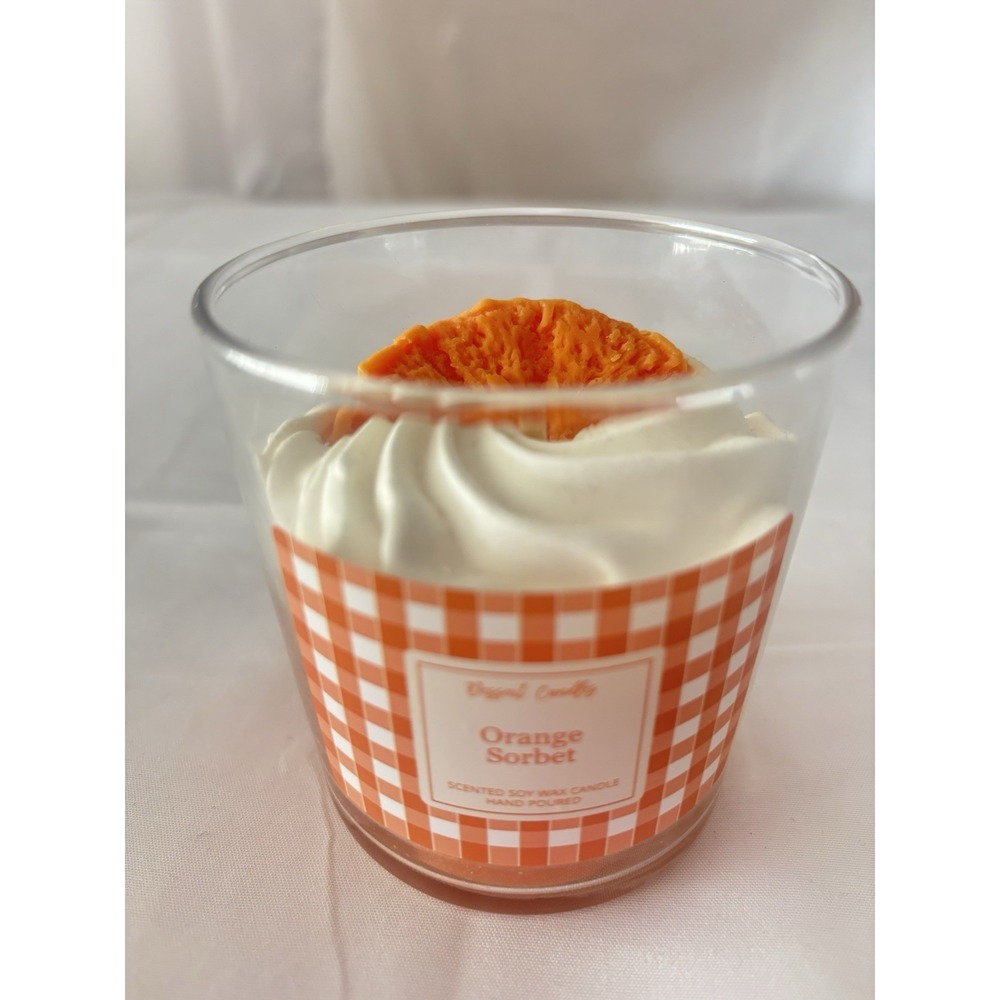 Dessert Candles Orange Sorbet 8 Oz Scented Soy Wax Hand Poured Candle NEW